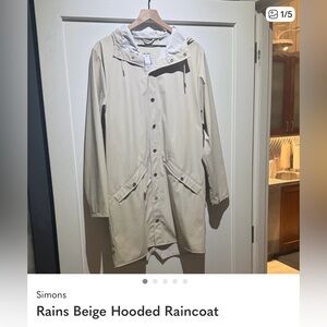 Rains Beige Hooded Raincoat